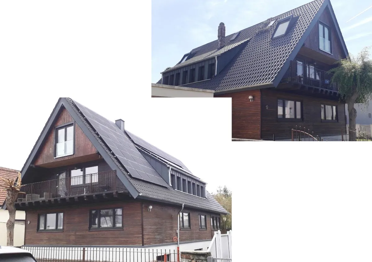 Mainz-Kostheim, Energetische Modernisierung eines Zweifamilienhauses in ein Effizienzhaus EH85EE (Dach, Fenster, Haustür, Kellerwände, -decke, Wärmepumpe, PV)